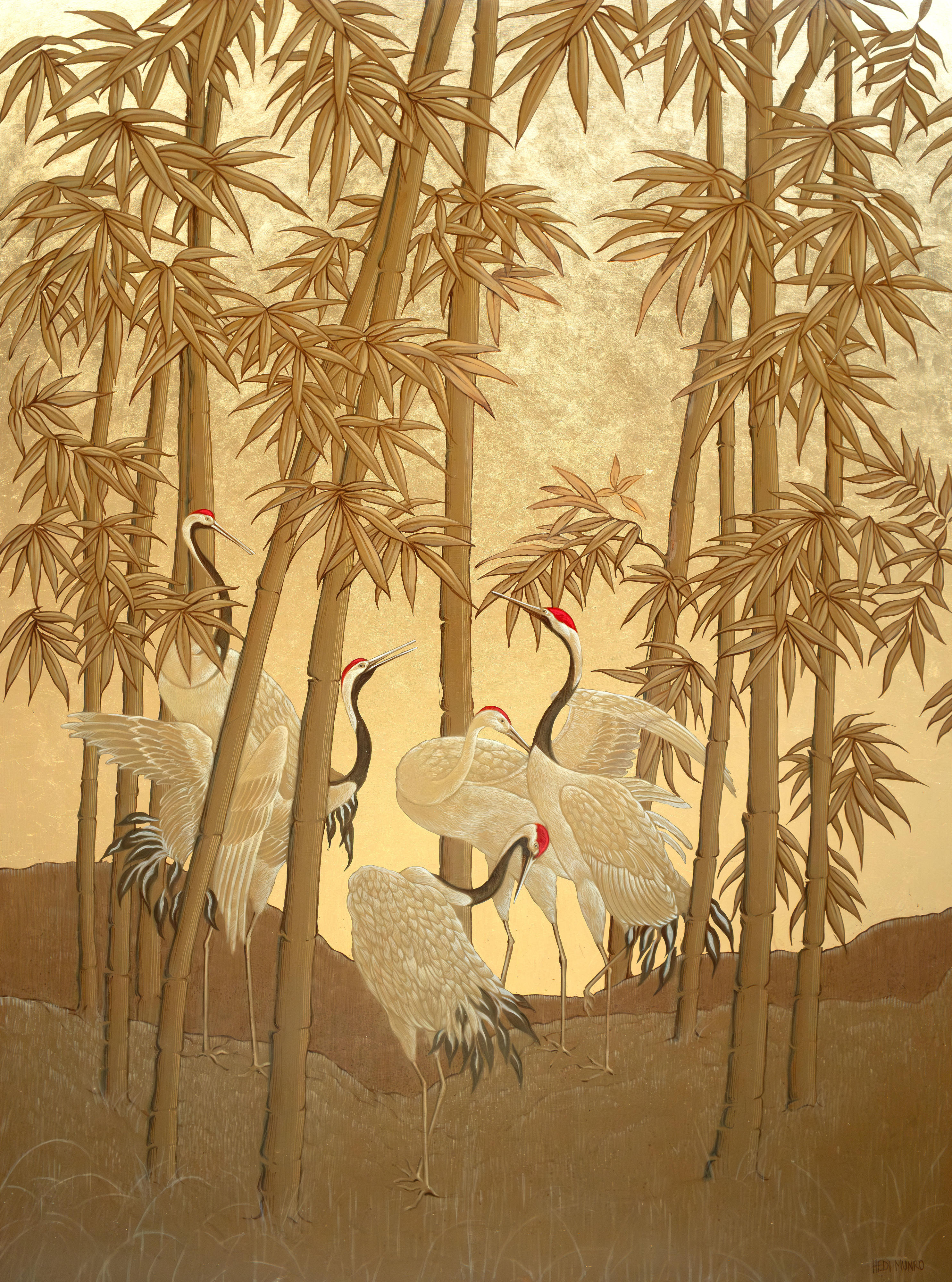 Japanese Cranes amongst the Bamboo