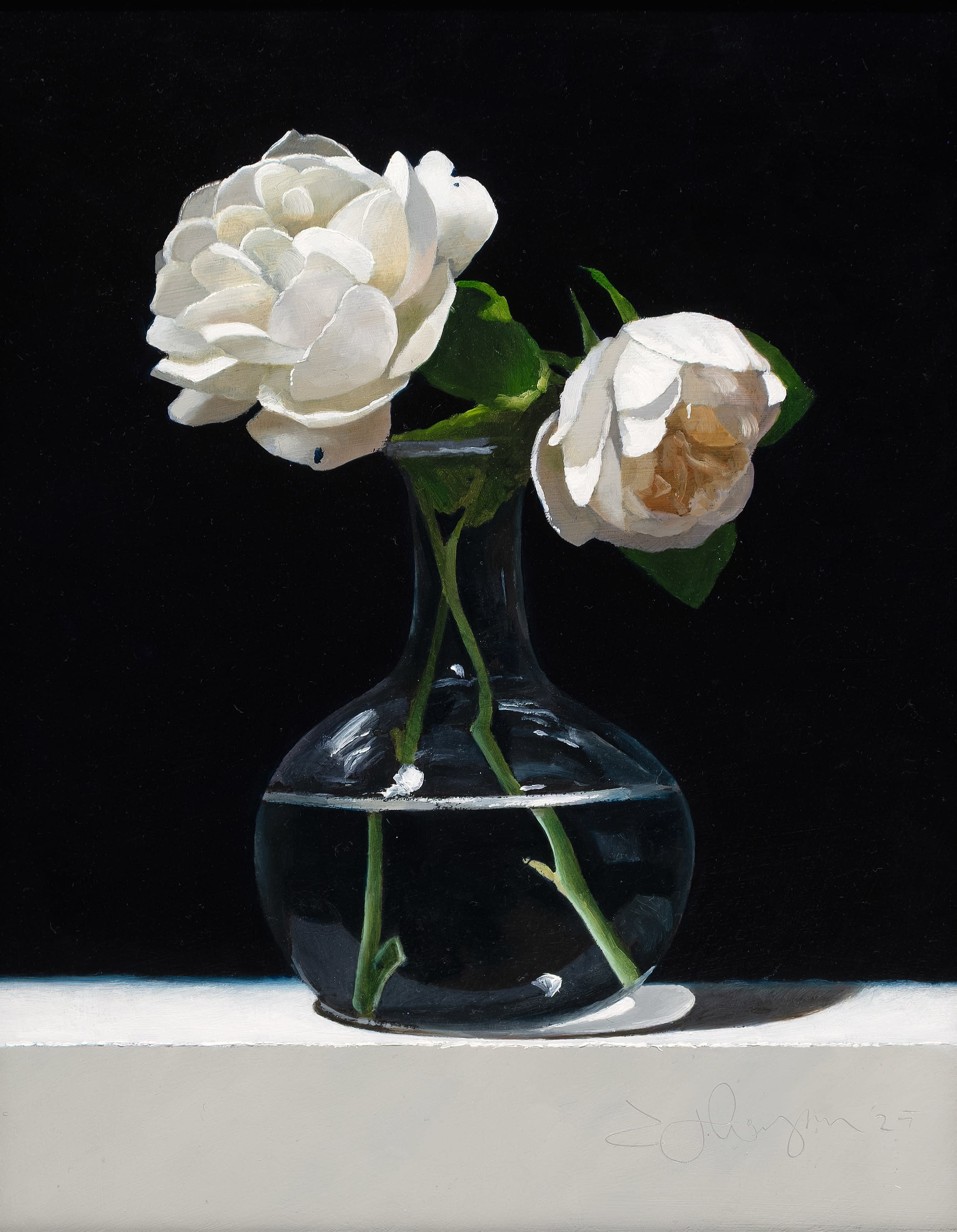 Roses in a Glass Vase